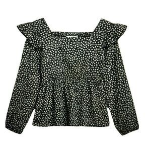 Persaya Girl - ARIELLE LONG SLEEVE RUFFLE SHOULDER TOP BLACK - S